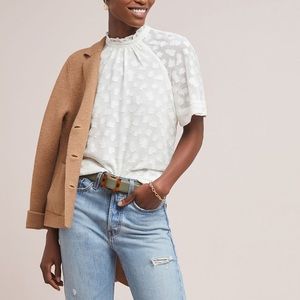 Anthropologie White Textured Blouse